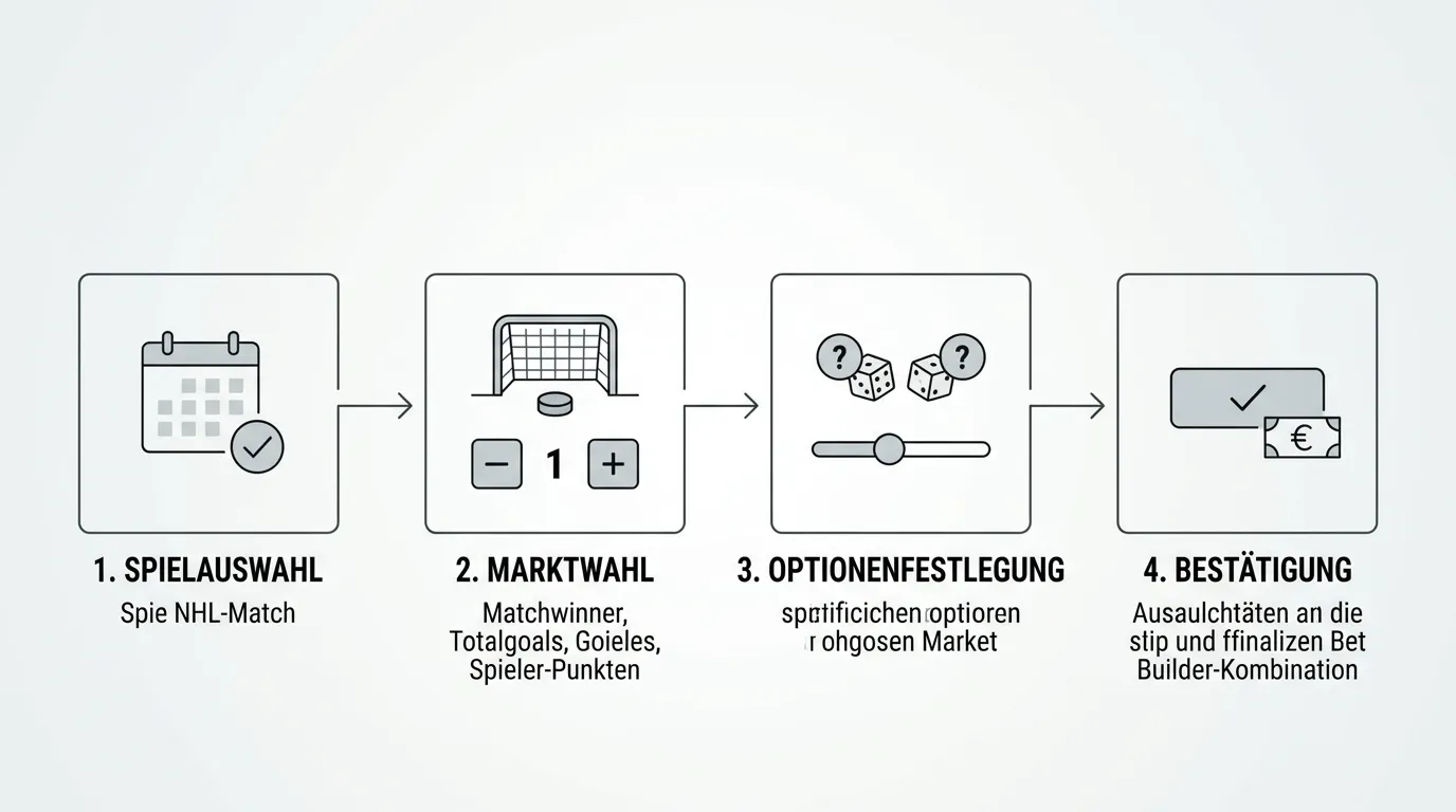 Schritt-für-Schritt-Darstellung der Marktauswahl im Bet Builder für ein NHL-Eishockeyspiel