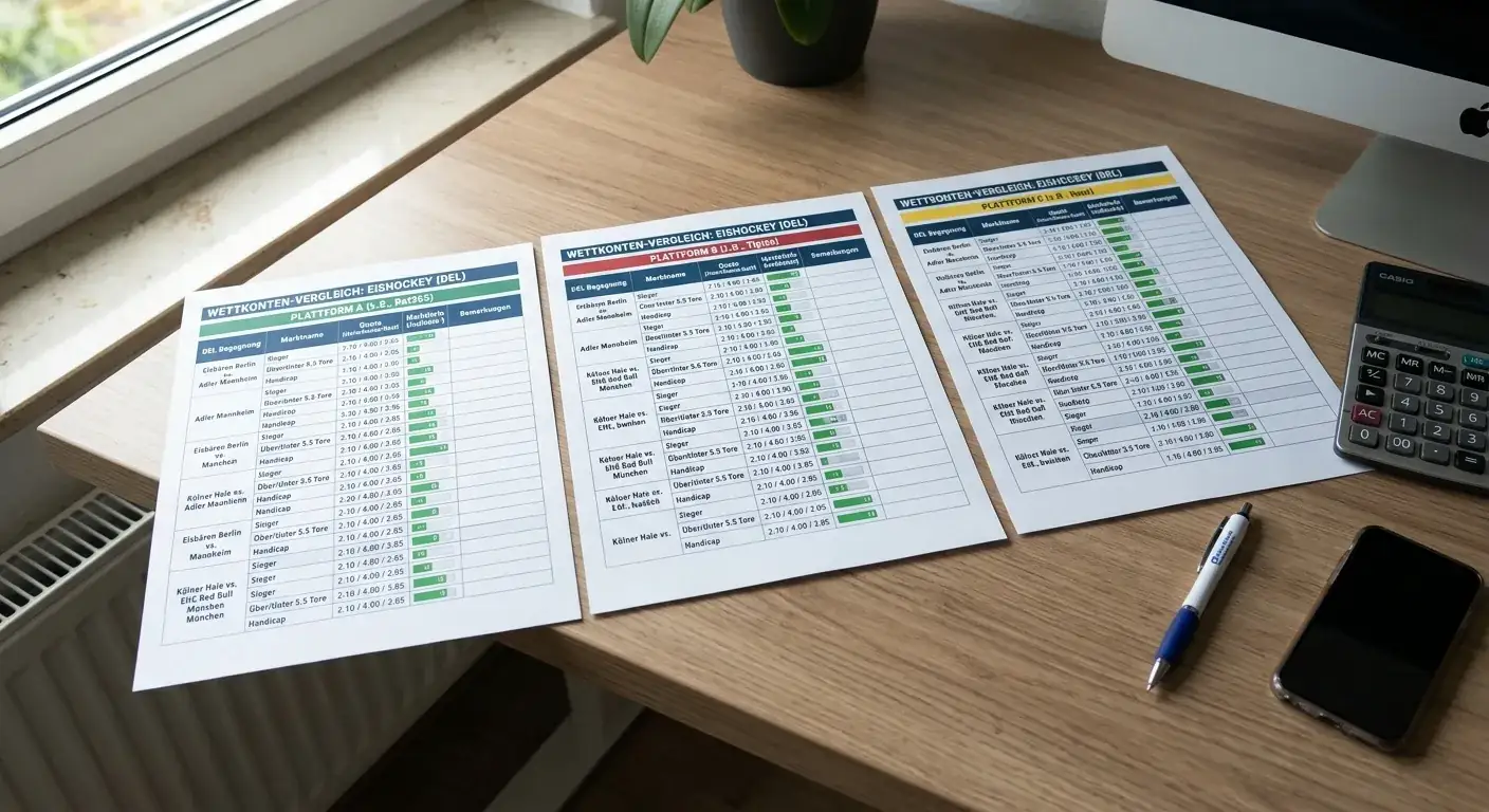 DEL Wetten Marktvergleich — Quotenschlüssel und Markttiefe bei GGL-lizenzierten deutschen Wettmärkten