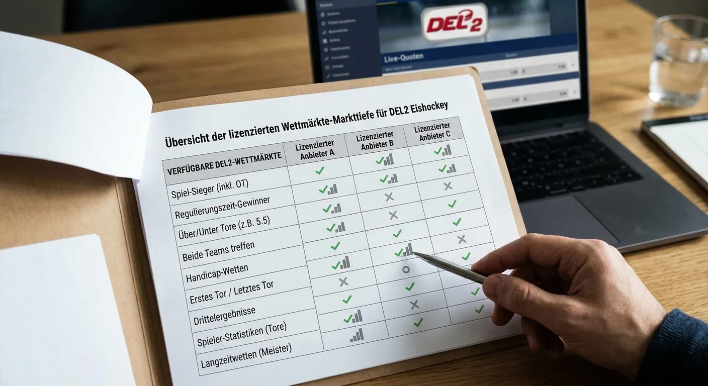 Markttiefe und Marktvergleich für DEL2 Wetten bei deutschen GGL-lizenzierten Wettmärkten