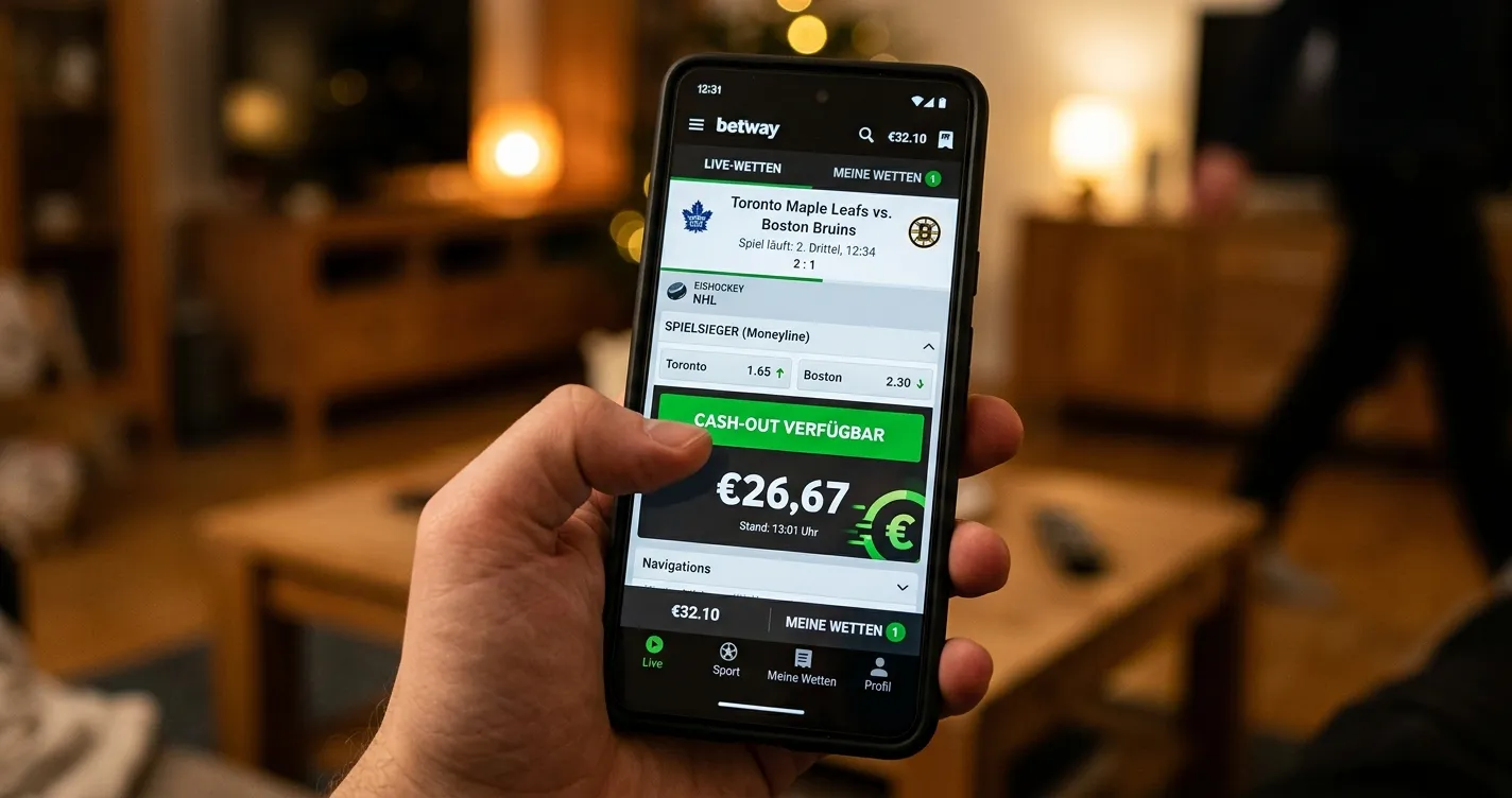 Eishockey Cash-out Funktion auf dem Smartphone — Wette auf NHL-Spiel vorzeitig auszahlen