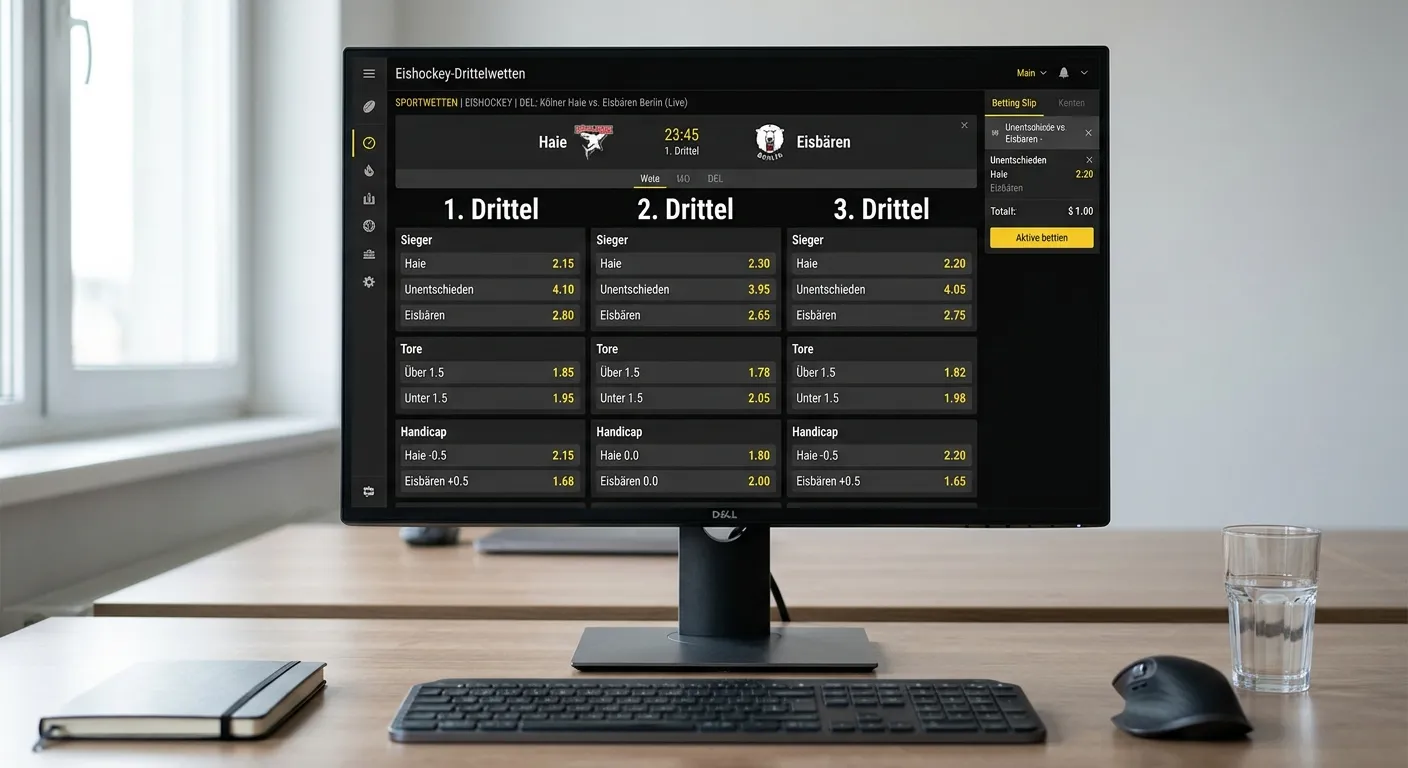 Überblick der Eishockey-Drittelwetten-Märkte im deutschen Wettmarkt für NHL und DEL Spielabschnitte