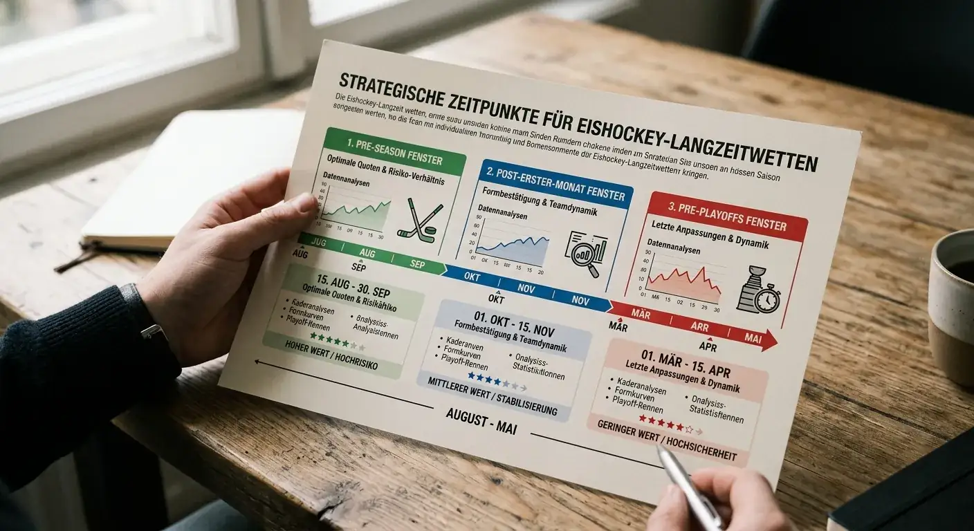 Optimaler Einstiegszeitpunkt für Eishockey Langzeitwetten: drei strategische Fenster für Stanley Cup und DEL Meisterwetten