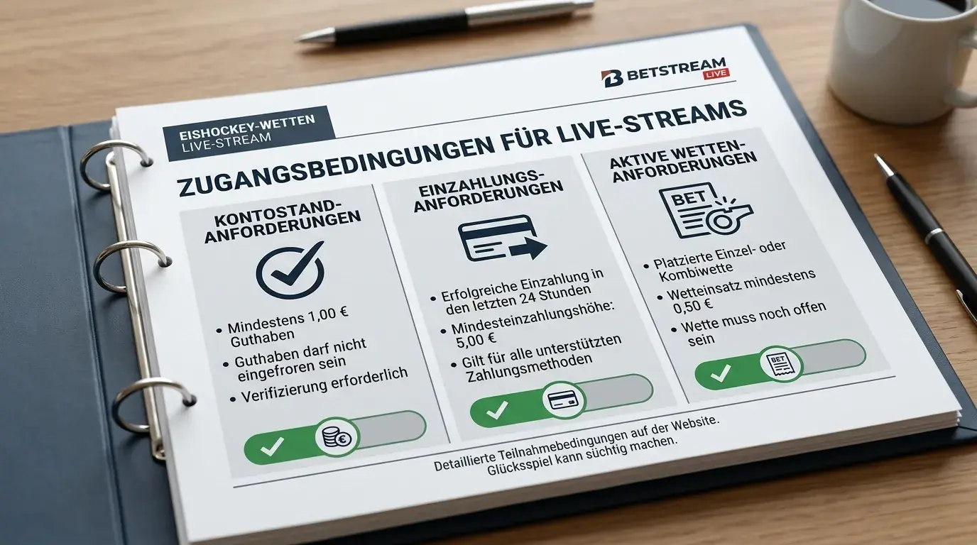 Zugangsbedingungen für kostenlose Eishockey-Livestreams im deutschen Wettmarkt: Kontoguthaben und Wettanforderungen erklärt