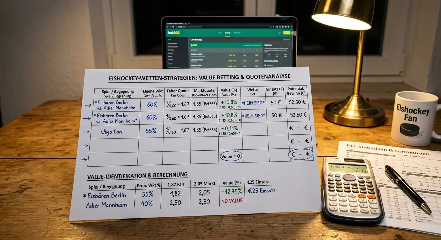 Value Betting Eishockey – überbewertete Quoten identifizieren bei NHL und DEL Wetten