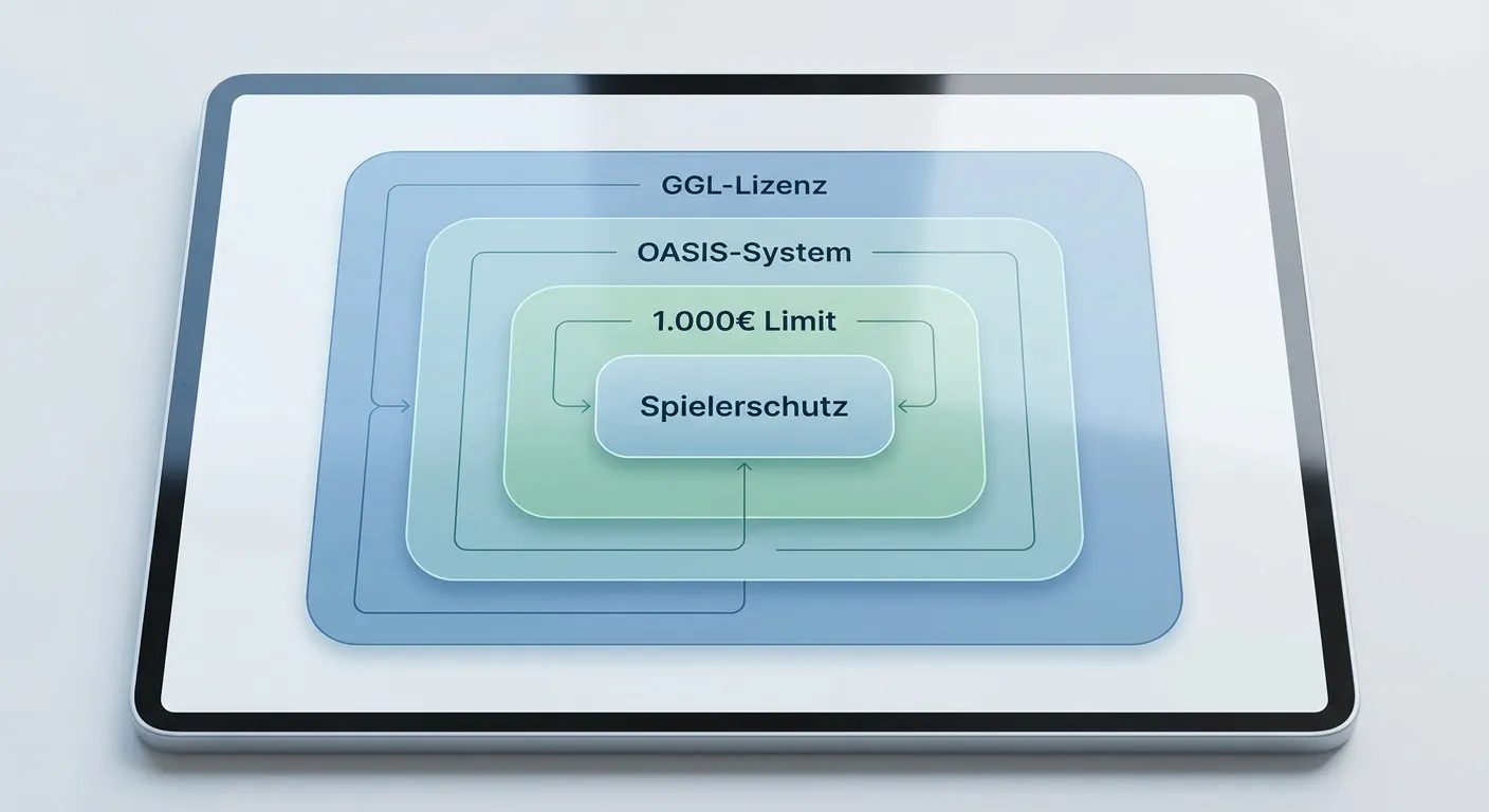 GGL Regulierung Spielerschutz Deutschland — OASIS Sperrsystem Einzahlungslimit 1000 Euro Sportwettensteuer 5,3 Prozent