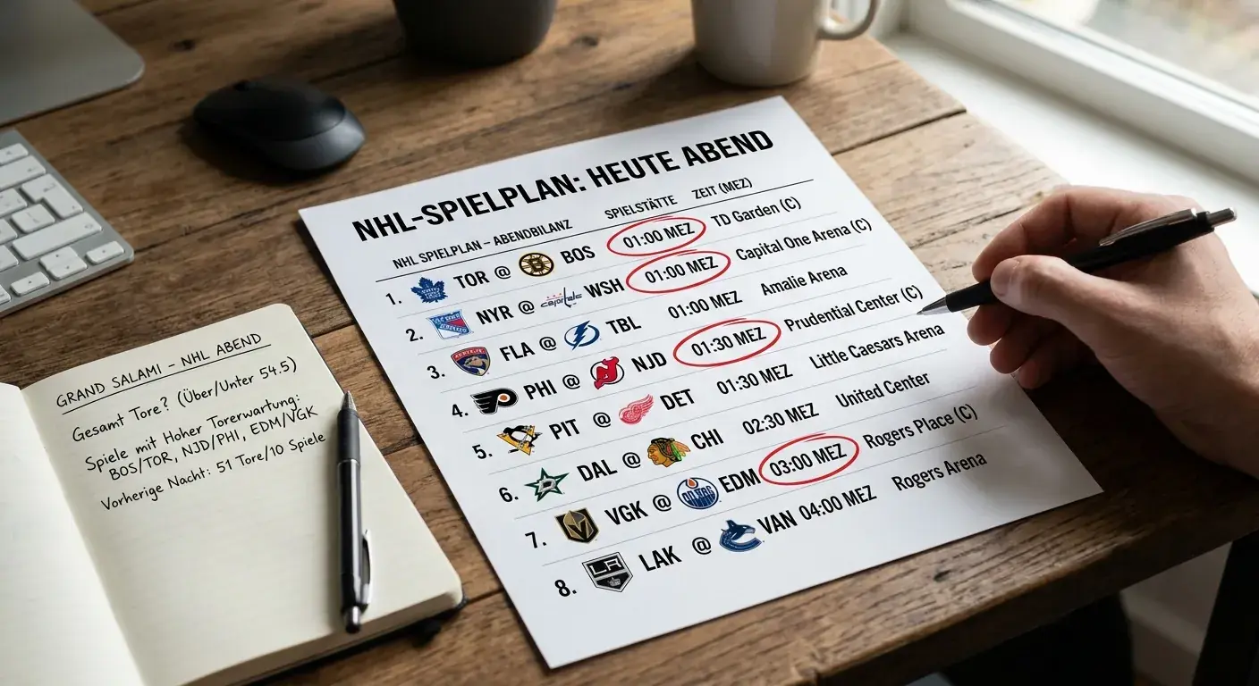 NHL Abendbilanz Grand Salami offensive Teams Heimvorteil Tore Analyse