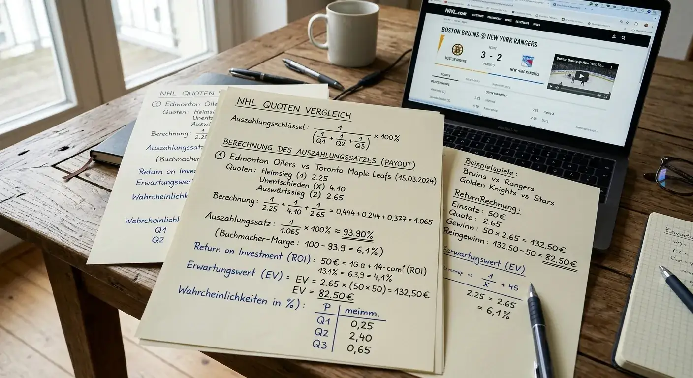 NHL Quotenschlüssel Berechnung — wie man den erwarteten Return aus Payout-Rate und Einsatz berechnet
