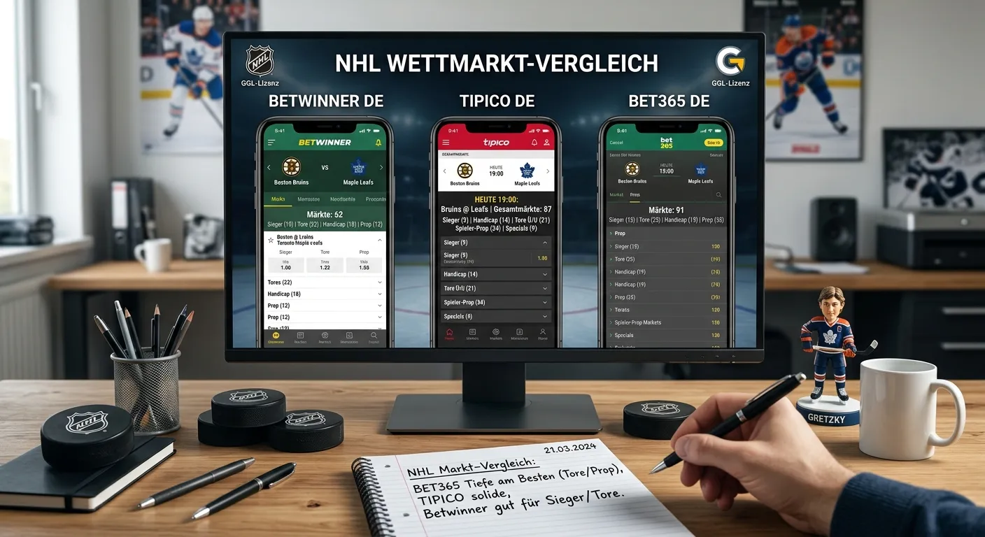 GGL-lizenzierte NHL Wettmärkte Vergleich – beste Markttiefe und Quotenschlüssel für deutsche NHL-Wetter