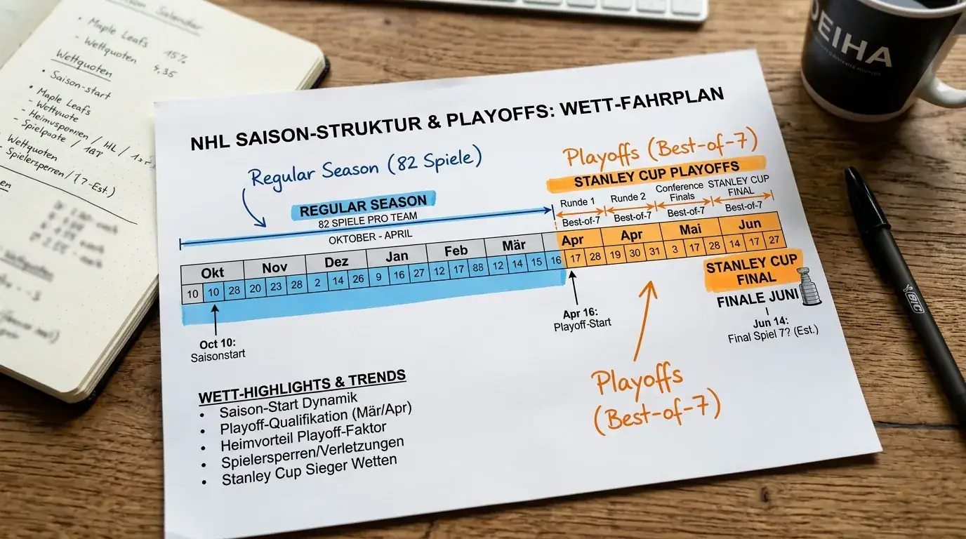 NHL Saisonstruktur – Regular Season, Playoffs und Stanley Cup als Wettmärkte für deutsche Wetter