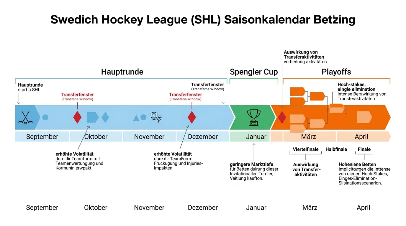 SHL-Saison-Kalender September bis April mit Playoff-Phase und Transferfenstern als Wettstrategie-Referenz