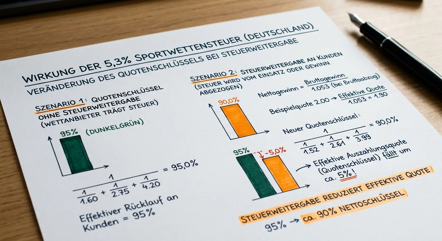Wirkung der Sportwettensteuer auf den effektiven Quotenschlüssel: Berechnung für deutsche Sportwetter bei NHL und DEL